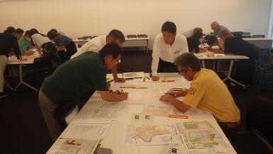 逃げ地図作成中　新町町会自主防災会