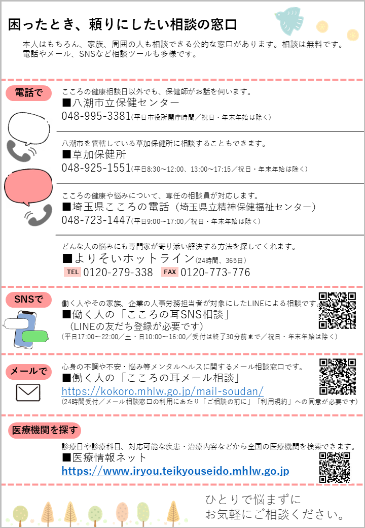 こころの健康相談チラシ裏面