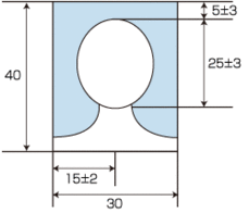 写真の大きさ：縦40ミリ×横30ミリ、顔の縦の寸法：22ミリから28ミリ、頭頂部（髪も含む）から写真上部まで2ミリから8ミリ、顔の中心から写真の左端（右端）まで13ミリから17ミリ